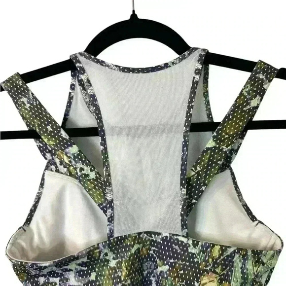 Lululemon Running In The City Tank Size 4 Floral White Multi Pistachio Leaf Mesh - Picture 7 of 7